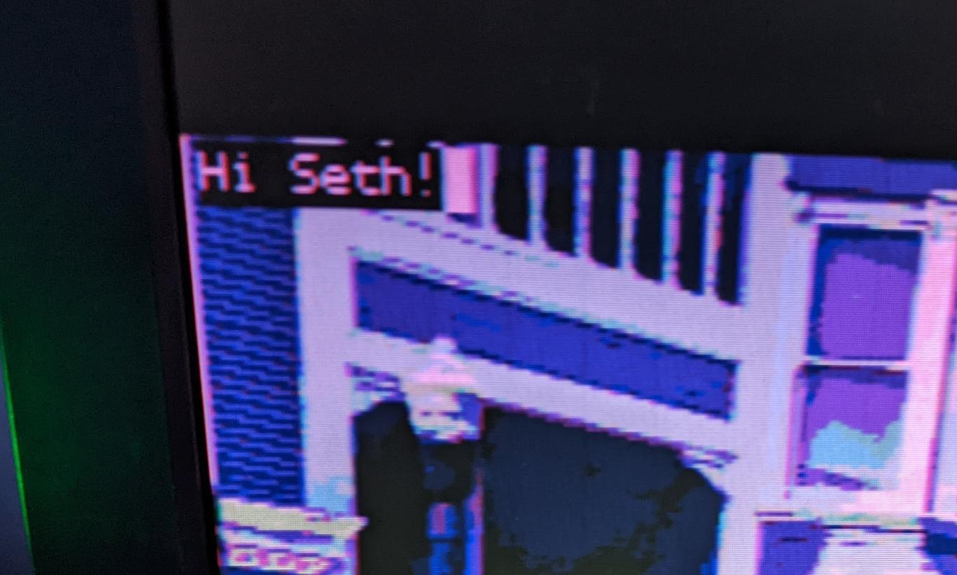 Notice the far left column of the screen in white next to the blue. It appears to wrap around from the far right side of the screen because the first pixel of the image is shifted over 2 or 3 positions